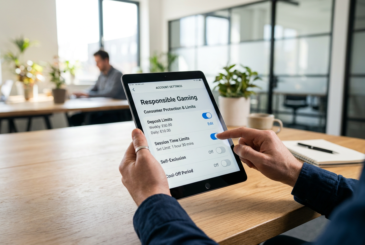 A person setting limits on a tablet device.