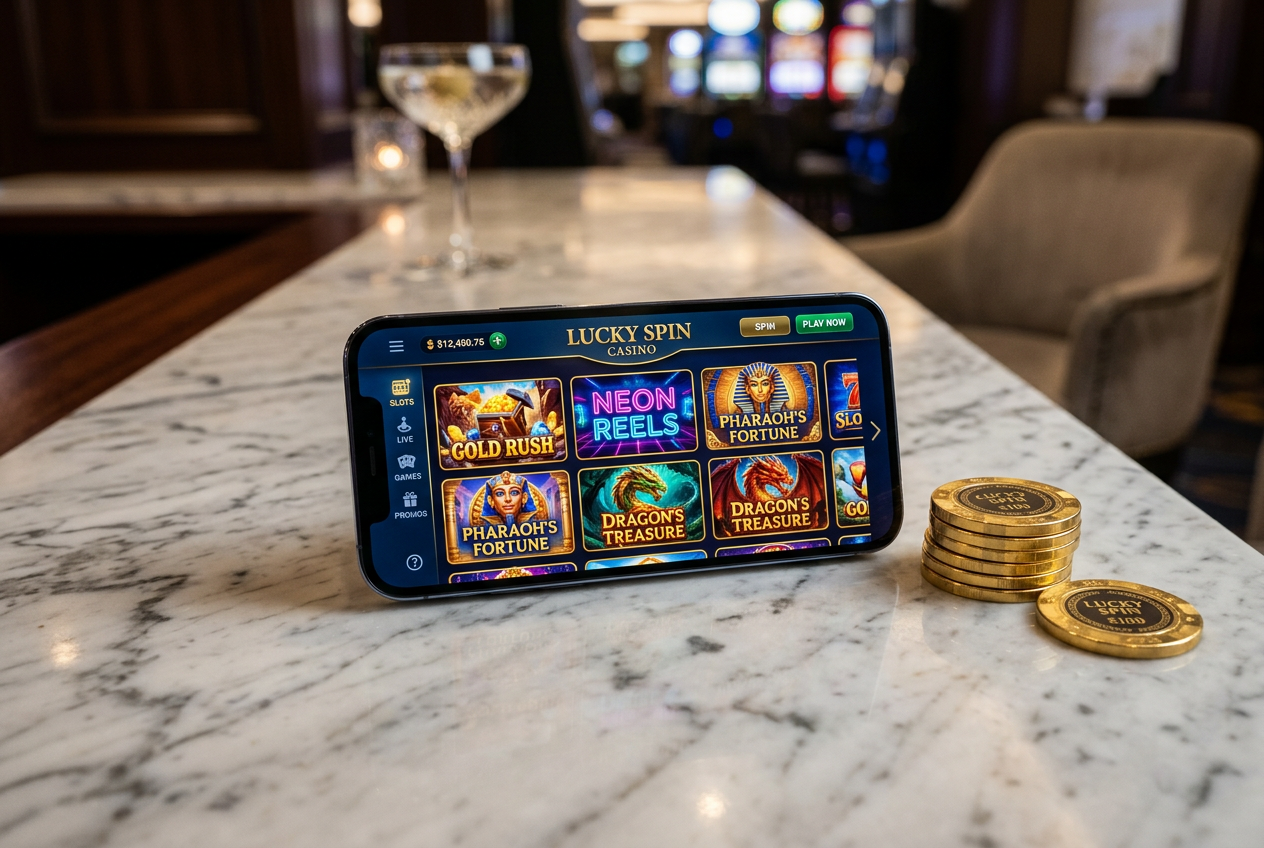 Modern smartphone with casino app